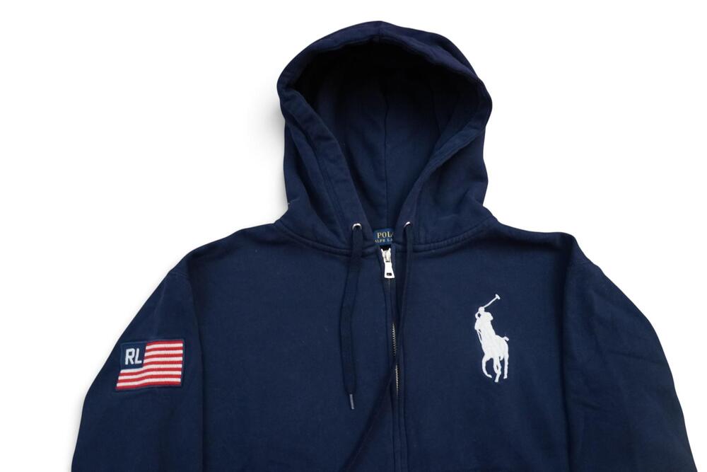 Polo Ralph Lauren Hoodie Mens Medium Blue USA Flag Big Pony Olympics Full Zip
